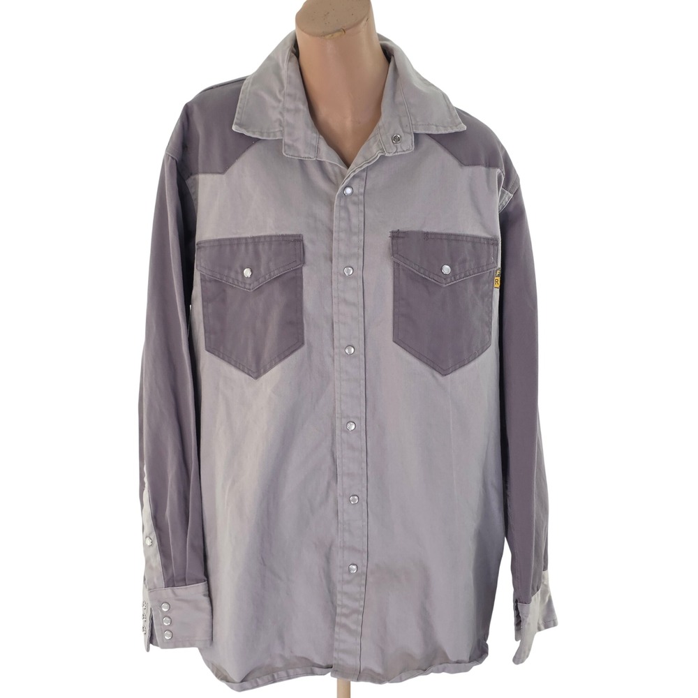 Just In Trend Work Shirt Mens XL Grey FR Flame Resistant NFPA 2112 HRC 2 Western
